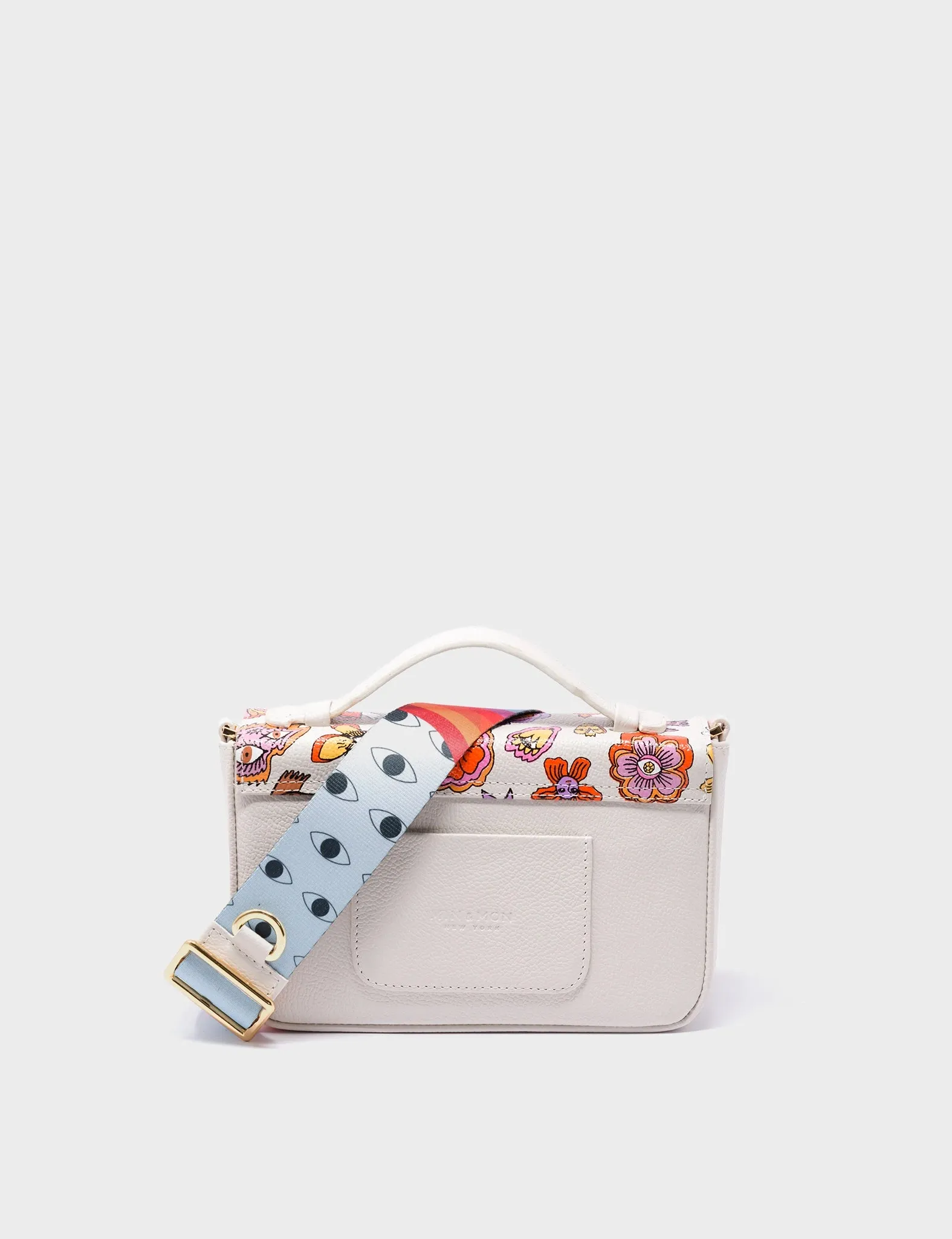 Amantis Cream Leather Crossbody Mini Handbag - Vintage Bloom Design