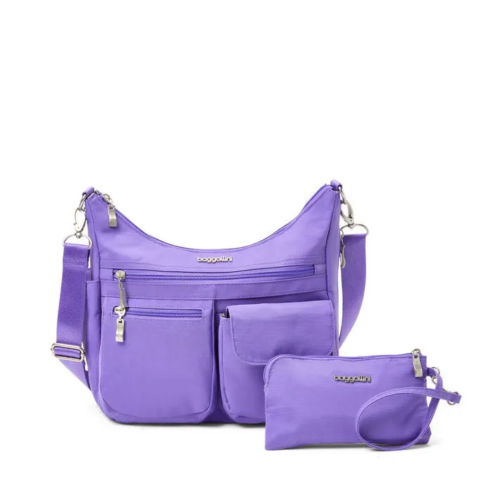 Baggallini Modern Everywhere Hobo Crossbody w/ Trolley Sleeve & RFID Wristlet Wallet