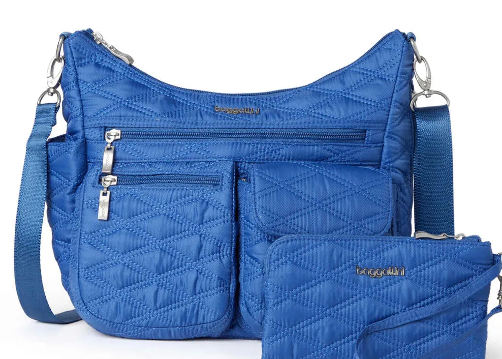 Baggallini Modern Everywhere Hobo Crossbody w/ Trolley Sleeve & RFID Wristlet Wallet
