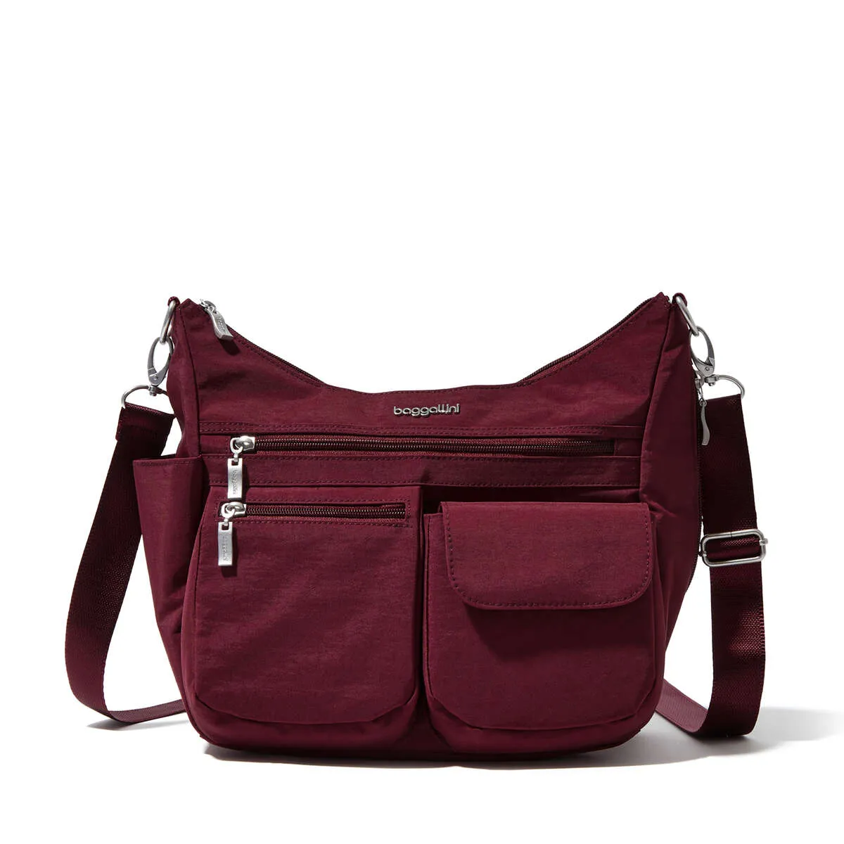 Baggallini Modern Everywhere Hobo Crossbody w/ Trolley Sleeve & RFID Wristlet Wallet
