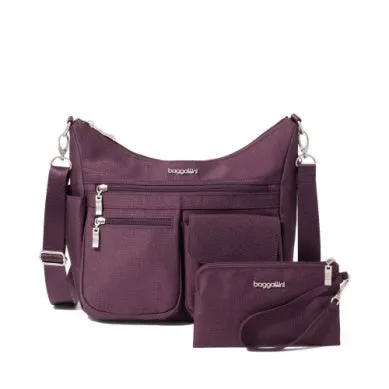 Baggallini Modern Everywhere Hobo Crossbody w/ Trolley Sleeve & RFID Wristlet Wallet