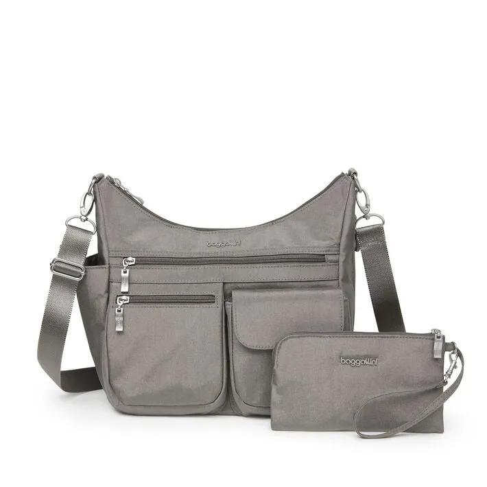 Baggallini Modern Everywhere Hobo Crossbody w/ Trolley Sleeve & RFID Wristlet Wallet