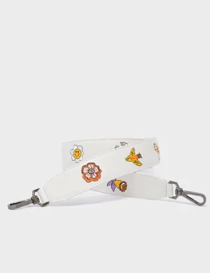 Detachable Cream Leather Shoulder Strap - Vintage Bloom Embroidery