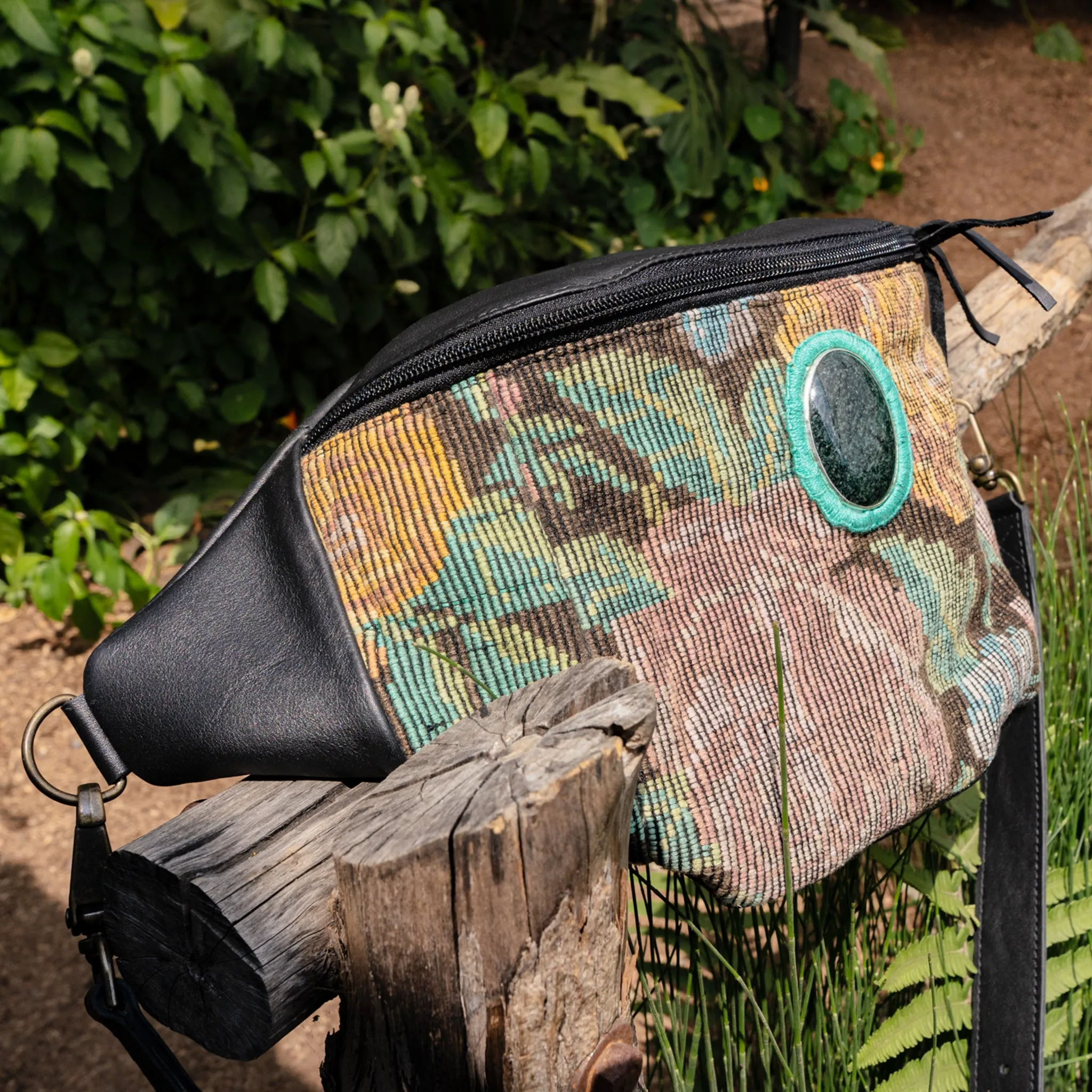 EL DON MANNY PACK WITH JADE - OOAK HUIPIL - BLACK - NO. 15541