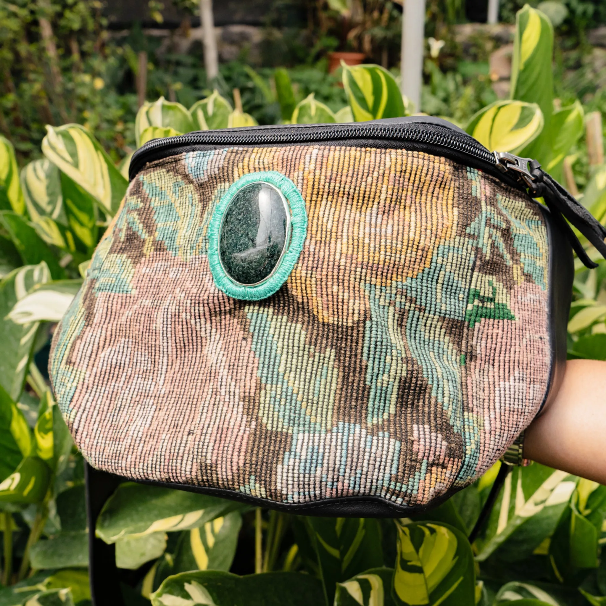 EL DON MANNY PACK WITH JADE - OOAK HUIPIL - BLACK - NO. 15541