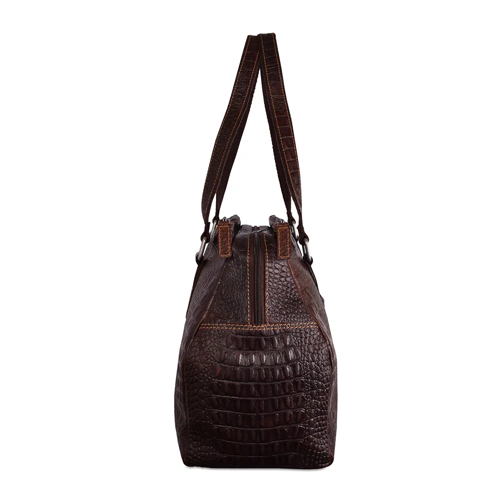 Jack Georges Hornback Croco Satchel Leather Handbag