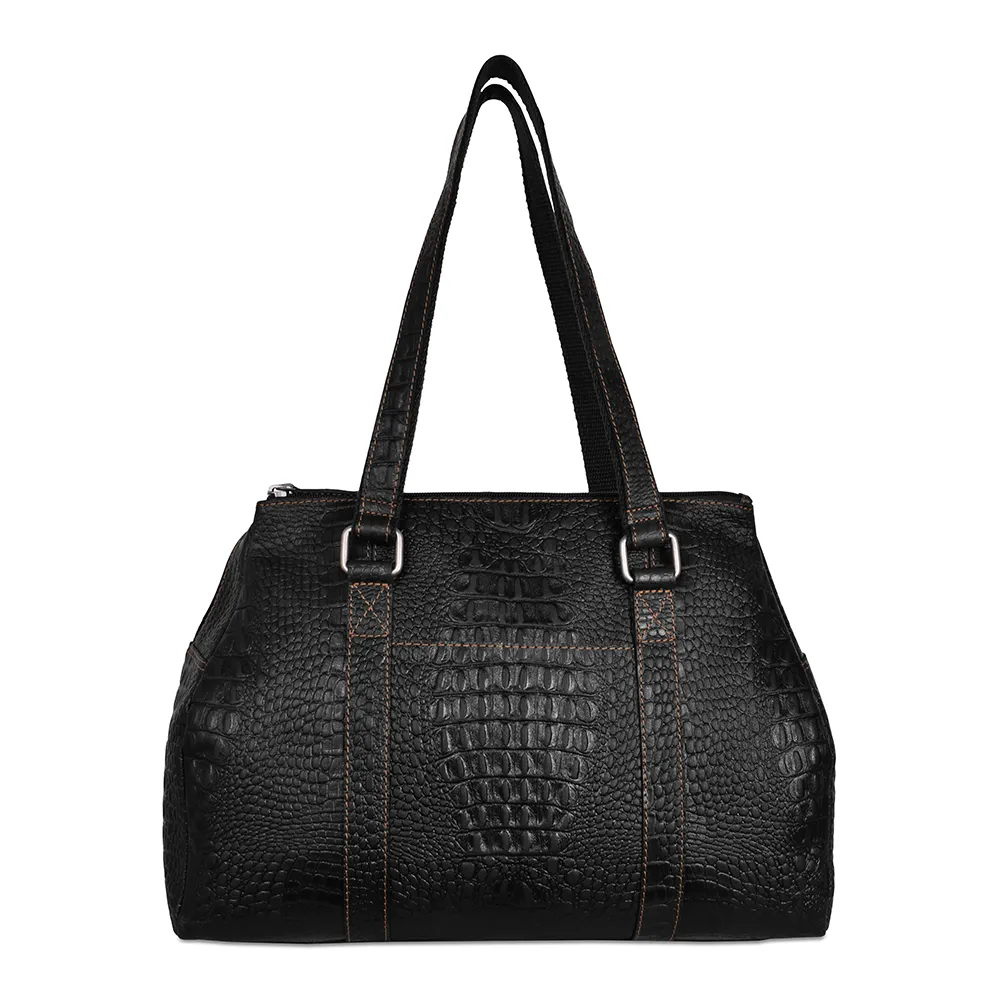 Jack Georges Hornback Croco Satchel Leather Handbag