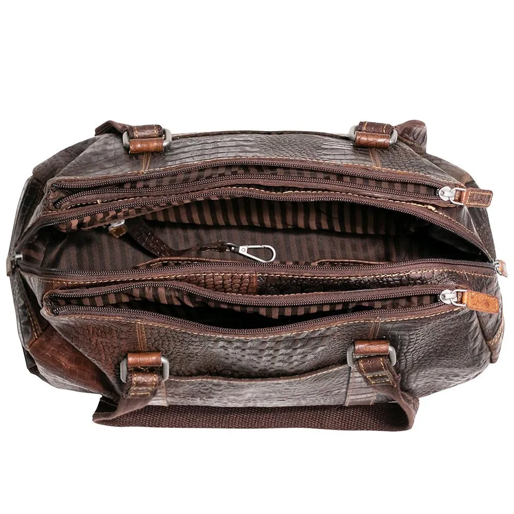 Jack Georges Hornback Croco Satchel Leather Handbag