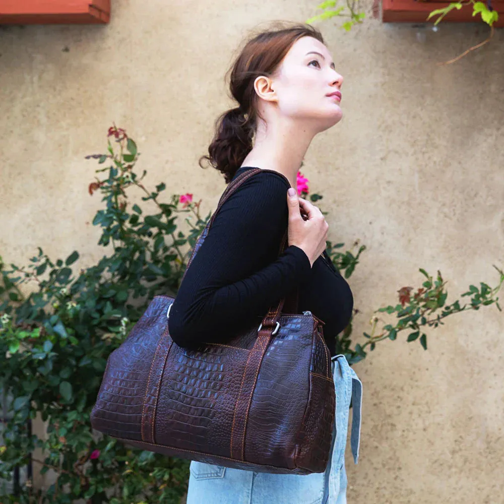 Jack Georges Hornback Croco Satchel Leather Handbag