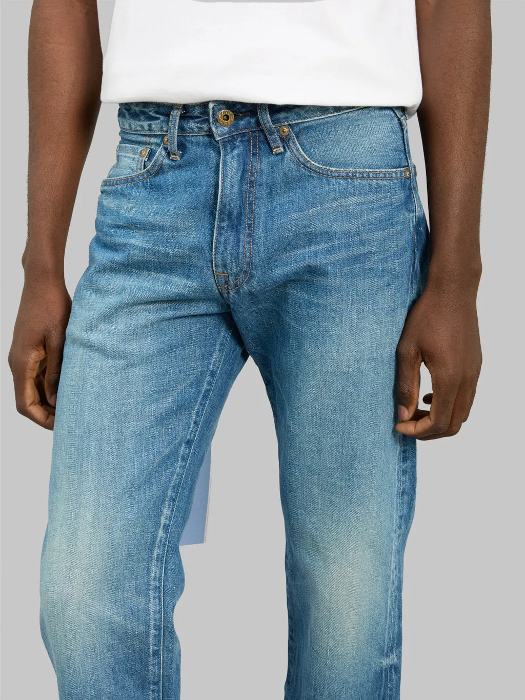 Japan Blue J404-MID 12.5oz Africa Cotton Stonewashed Classic Straight Jeans Middle Indigo