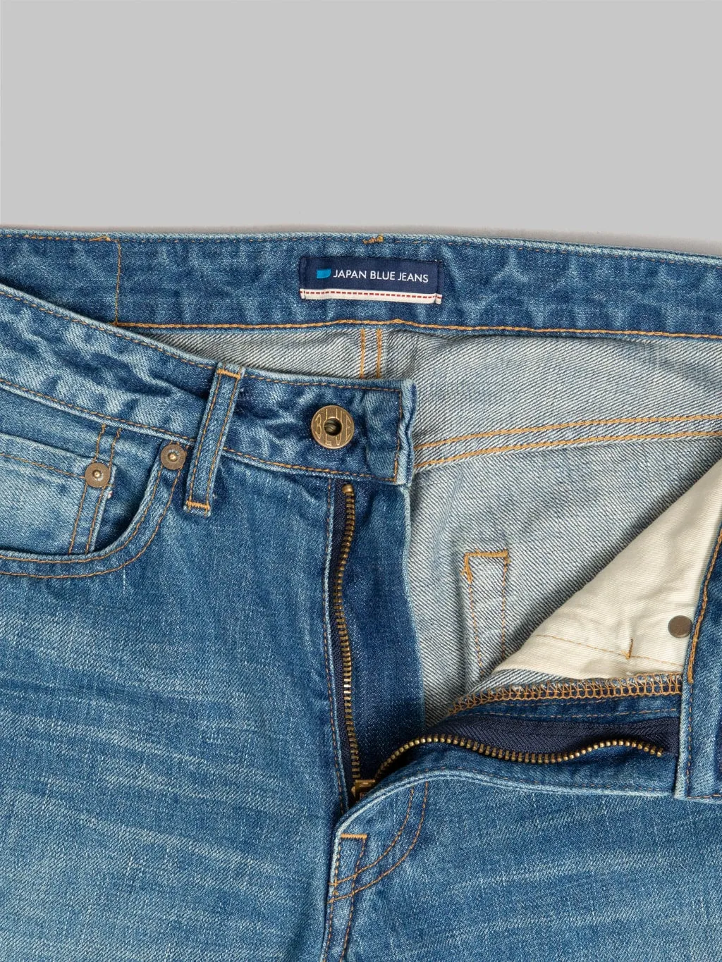 Japan Blue J404-MID 12.5oz Africa Cotton Stonewashed Classic Straight Jeans Middle Indigo