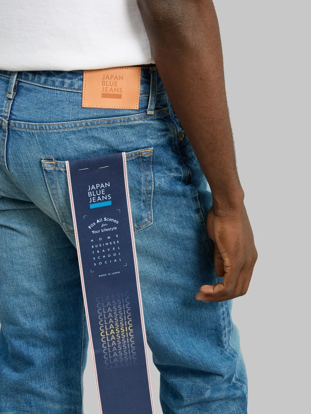 Japan Blue J404-MID 12.5oz Africa Cotton Stonewashed Classic Straight Jeans Middle Indigo