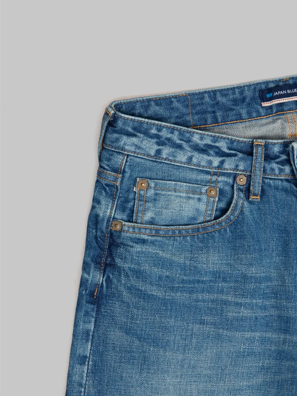 Japan Blue J404-MID 12.5oz Africa Cotton Stonewashed Classic Straight Jeans Middle Indigo