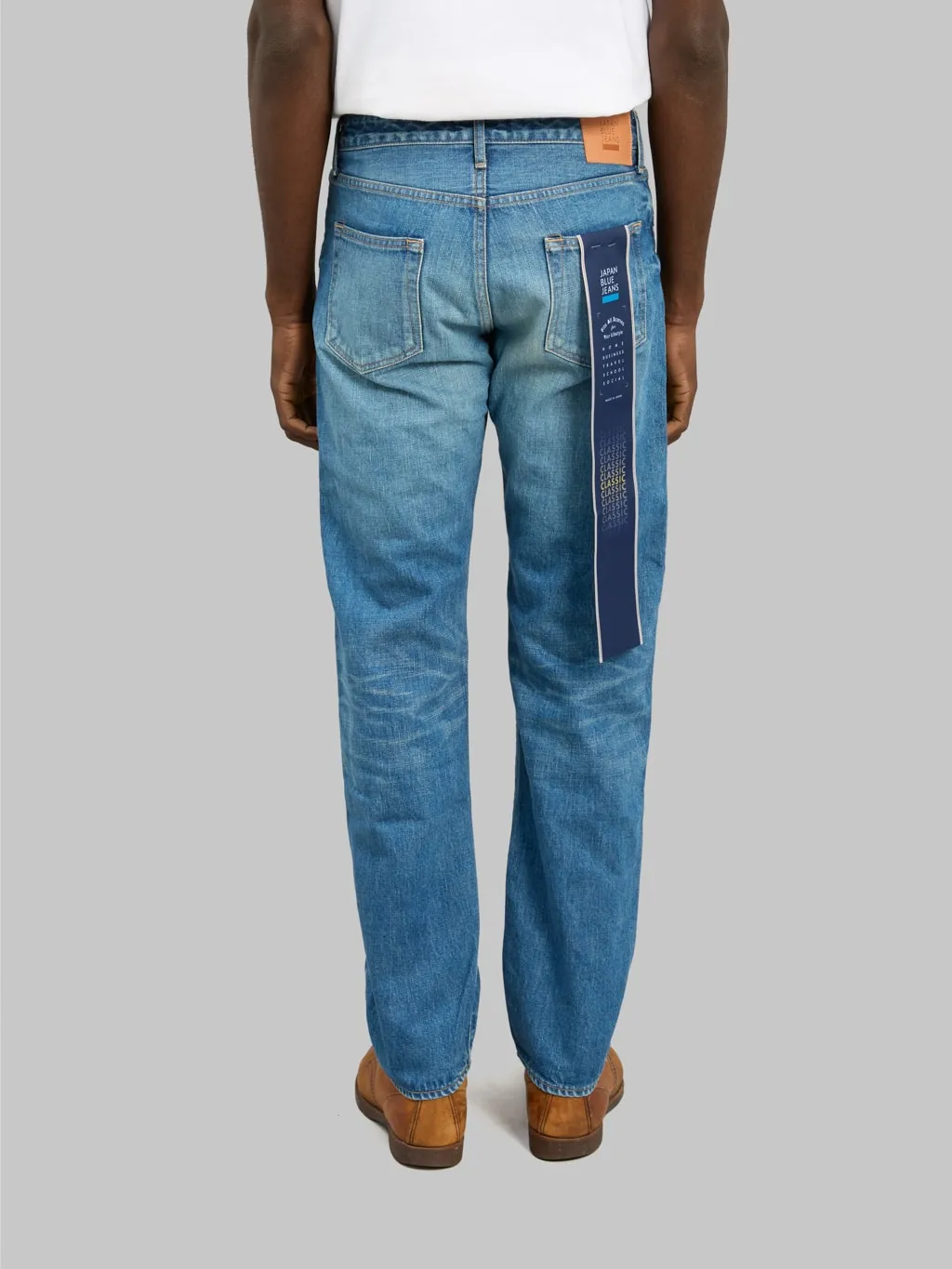 Japan Blue J404-MID 12.5oz Africa Cotton Stonewashed Classic Straight Jeans Middle Indigo
