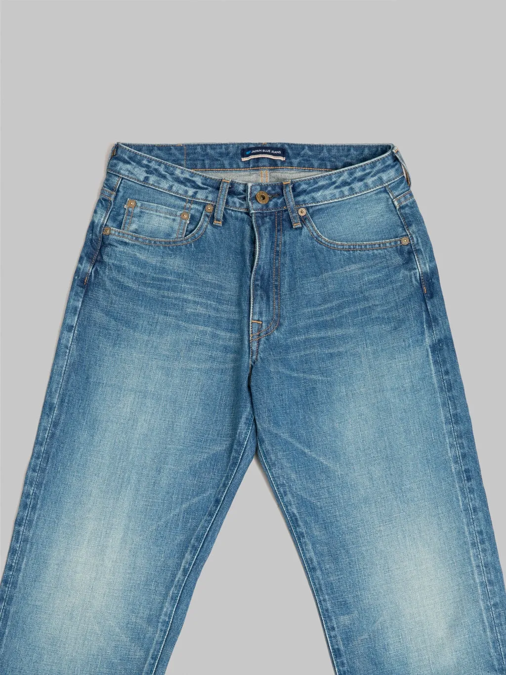 Japan Blue J404-MID 12.5oz Africa Cotton Stonewashed Classic Straight Jeans Middle Indigo