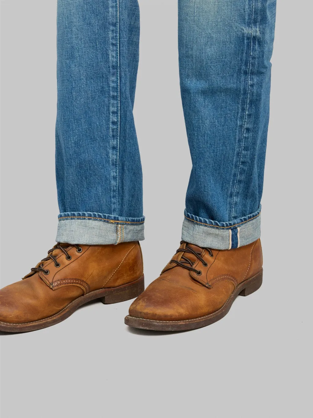 Japan Blue J404-MID 12.5oz Africa Cotton Stonewashed Classic Straight Jeans Middle Indigo