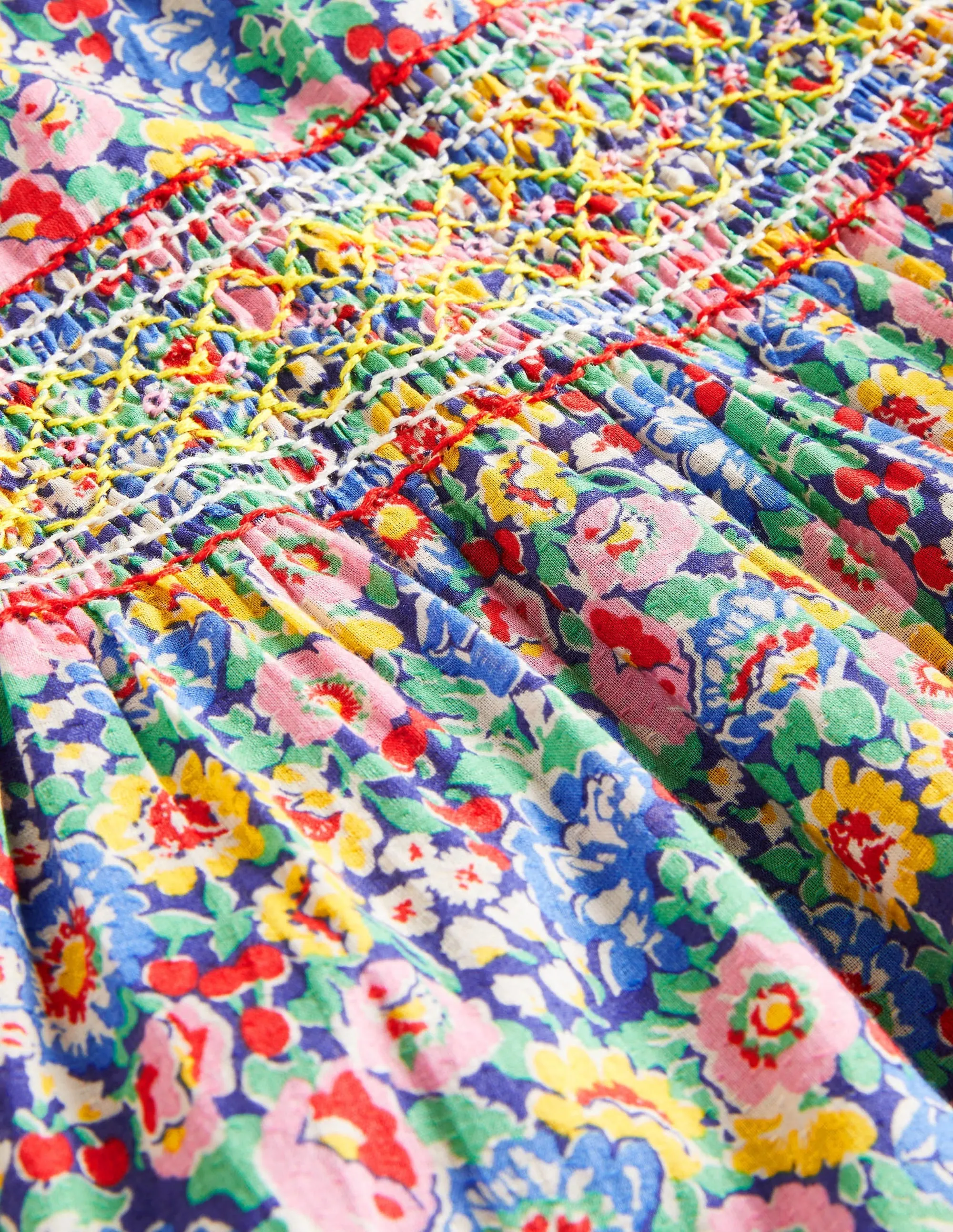 Long-sleeved Smock Dress-Multi Floral
