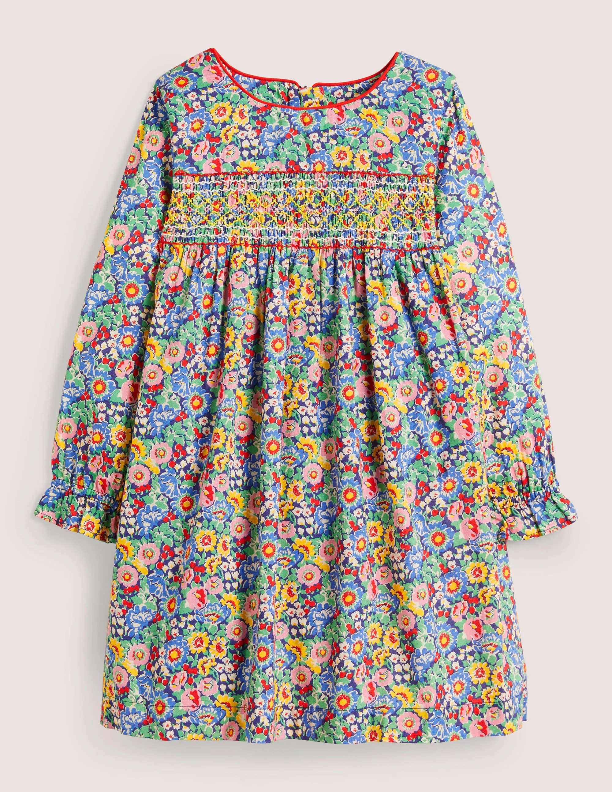 Long-sleeved Smock Dress-Multi Floral