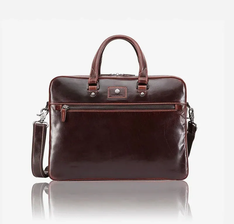 Oxford Slim Zip Top Briefcase - Tobacco