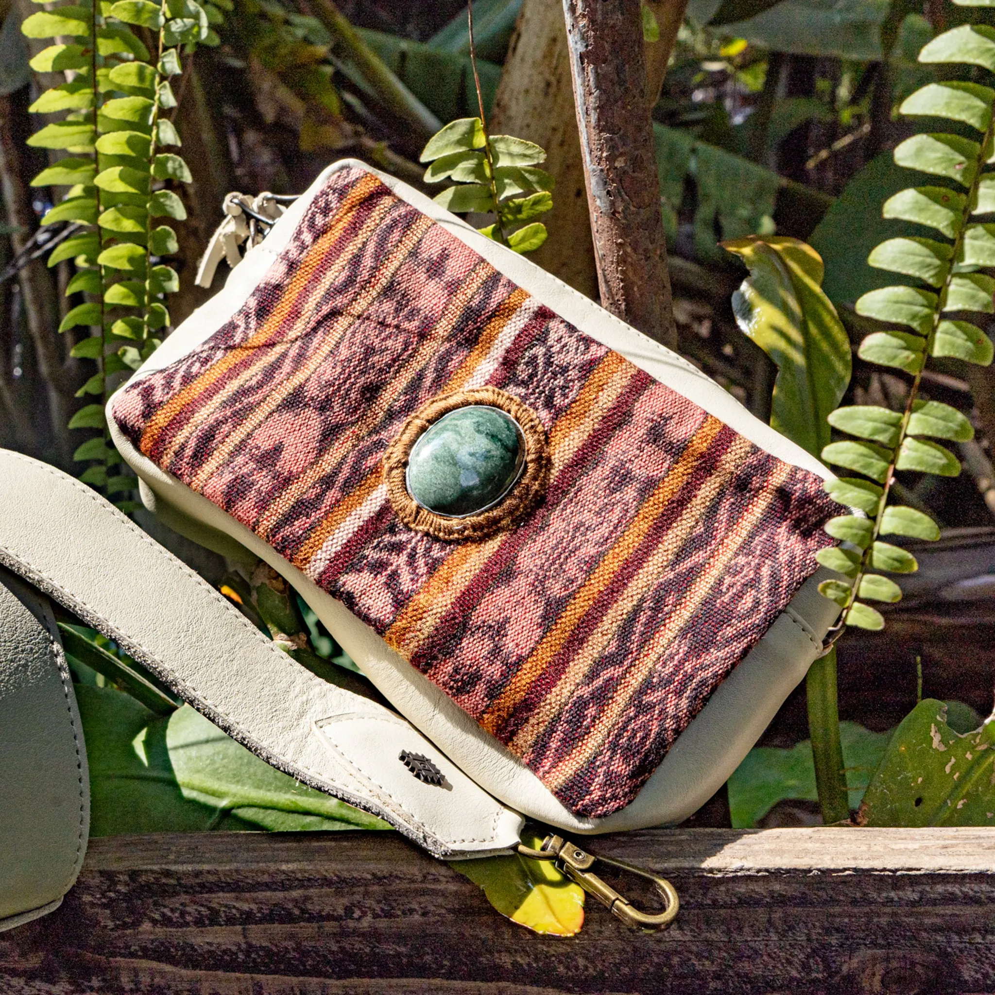 WANDER CROSSBODY BAG   STRAP SET - CORTE WITH JADE - BONE - NO. 15548