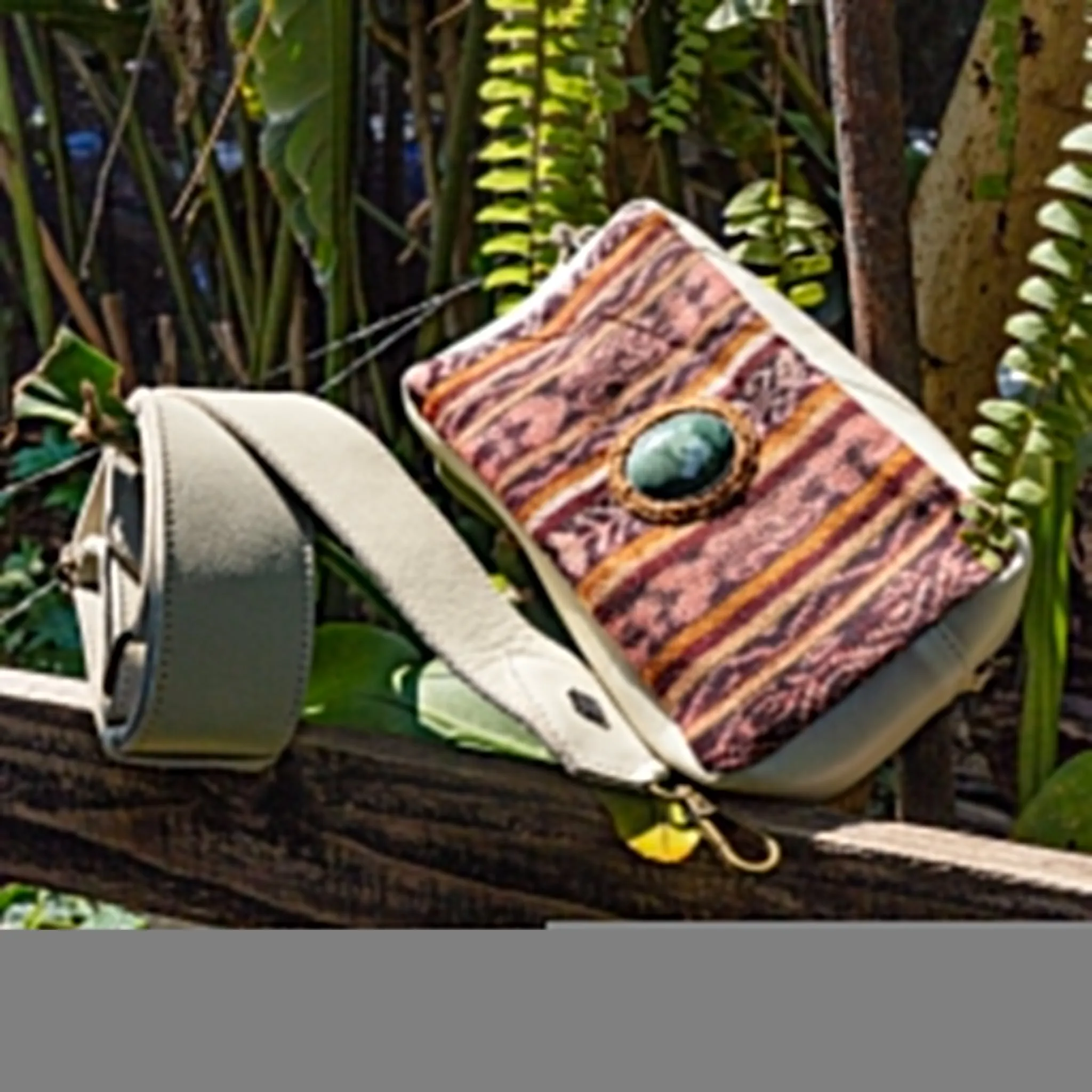 WANDER CROSSBODY BAG   STRAP SET - CORTE WITH JADE - BONE - NO. 15548