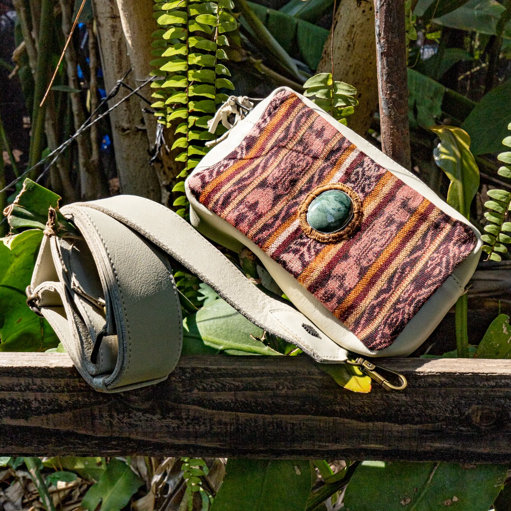 WANDER CROSSBODY BAG   STRAP SET - CORTE WITH JADE - BONE - NO. 15548