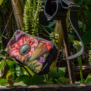 WANDER CROSSBODY BAG   STRAP SET - OOAK HUIPIL WITH JADE - BLACK - NO. 15550
